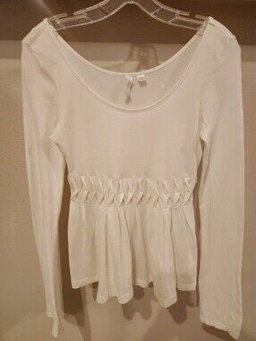 Anthropologie, Eloise Brand Women’s White Long Sleeve Peplum Top